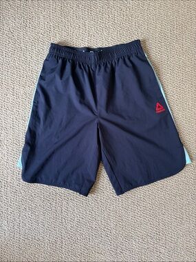 Reebok Navy Athletic Shorts with Light Blue Side Panels